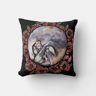 Dilute Calico Kitty Cat Red Poppy Flower Cats      Throw Pillow