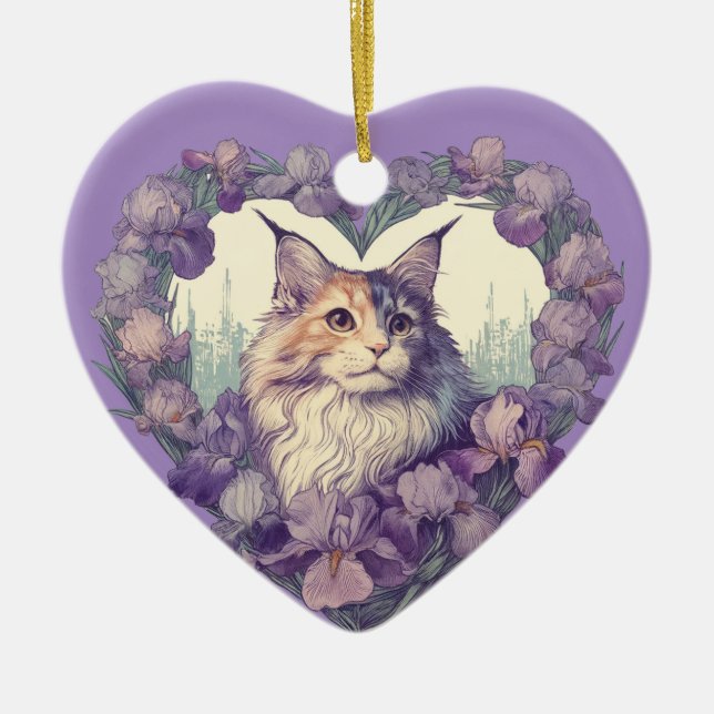 Dilute Calico maine Coon Cat                       Ceramic Ornament (Front)