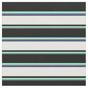 Dim Grey, Aquamarine, Black, Mint Cream & Blue Fabric