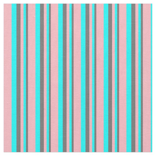 Dim Grey, Cyan, and Light Pink Stripes Pattern Fabric (Close Up)