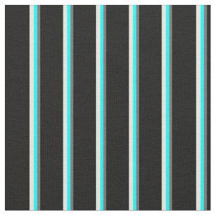 Dim Grey, Cyan, Beige & Black Coloured Stripes Fabric