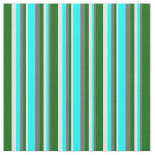 Dim Grey, Cyan, Light Cyan & Dark Green Pattern Fabric