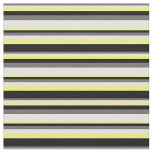 Dim Grey, Light Cyan, Yellow & Black Pattern Fabric