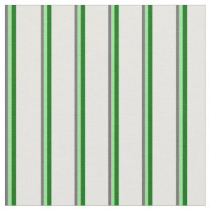 Dim Grey, Light Green, Dark Green & White Stripes Fabric