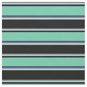 Dim Grey, Powder Blue, Black, Aquamarine & Blue Fabric