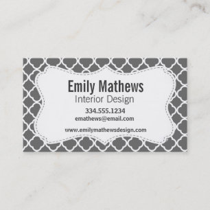 Dim Grey Quatrefoil Business Card