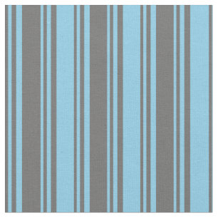 Dim Grey & Sky Blue Coloured Stripes Pattern Fabric