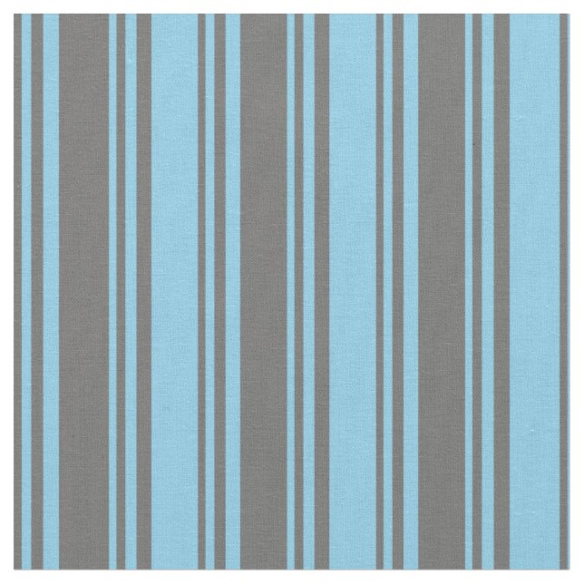 Dim Grey & Sky Blue Coloured Stripes Pattern Fabric (Close Up)