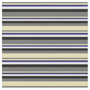 Dim Grey, Tan, Midnight Blue, White, and Black Fabric