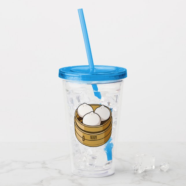 Dim sum cartoon illustration acrylic tumbler (Front Ice)