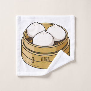 Dim sum cartoon illustration bath towel set