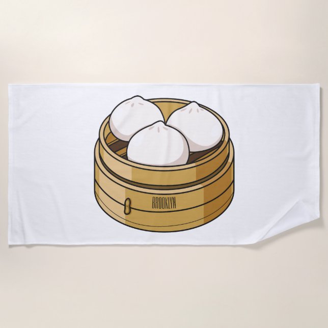 Dim sum cartoon illustration beach towel (Front)