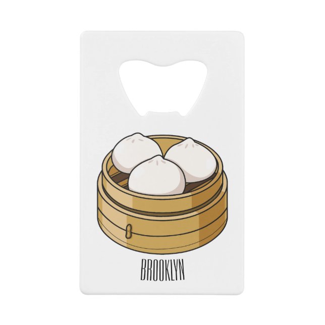 Dim sum cartoon illustration  credit card bottle opener (Front)