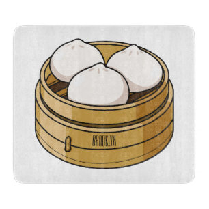 Dim sum cartoon illustration  cutting board