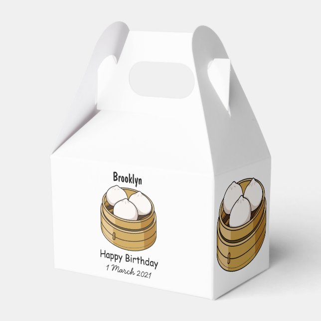 Dim sum cartoon illustration  favor box (Front Side)