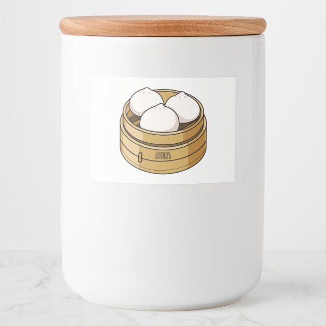 Dim sum cartoon illustration food label (Front)