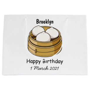 Dim sum cartoon illustration large gift bag