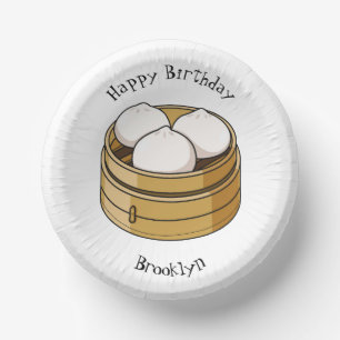 Dim sum cartoon illustration paper plate