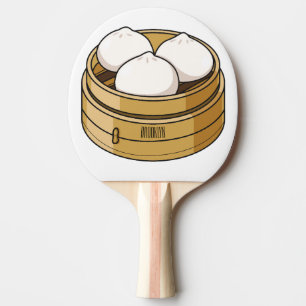 Dim sum cartoon illustration ping pong paddle