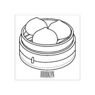 Dim sum cartoon illustration rubber stamp