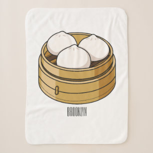 Dim sum cartoon illustration sherpa blanket