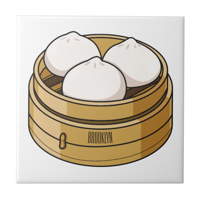 Dim sum cartoon illustration tile (Front)