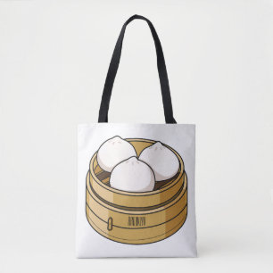 Dim sum cartoon illustration tote bag