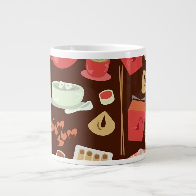 Dim Sum Deluxe Fun Food Pattern Time Large Coffee Mug (Front)