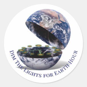 Dim The Lights Earth Hour Classic Round Sticker