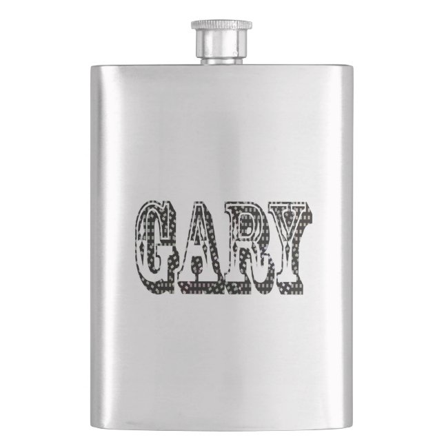 Dimensional Black White Gary Name, Hip Flask (Front)