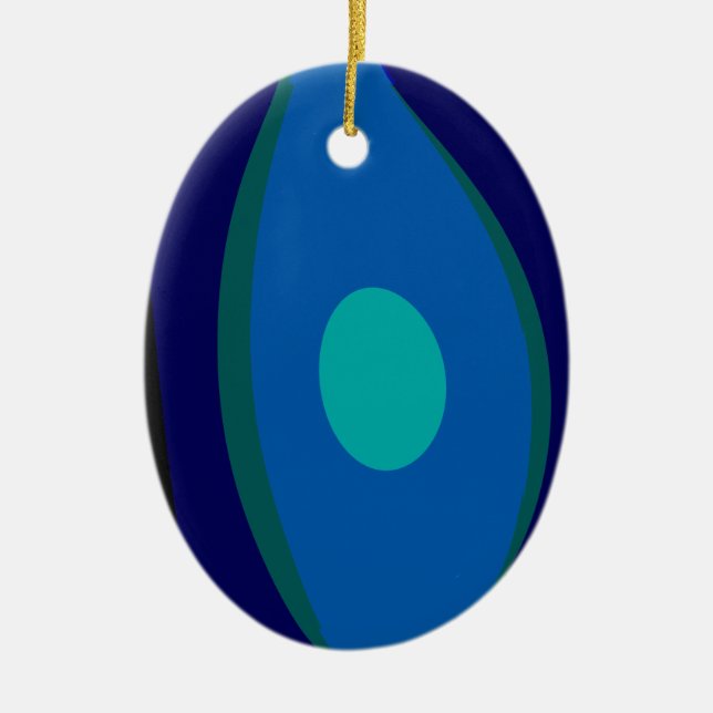 Dimensional Blue Abstract 915 Ceramic Ornament (Front)