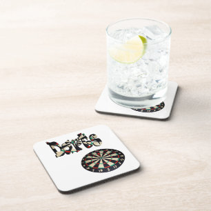 Dimensional Darts Logo With Dartboard, Coaster