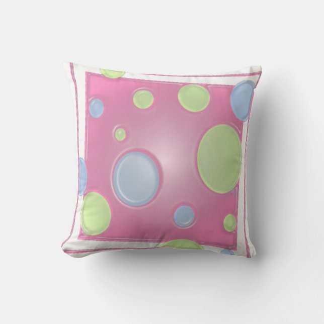 Dimensional DOTS on Pink Throw Pillow (Front)