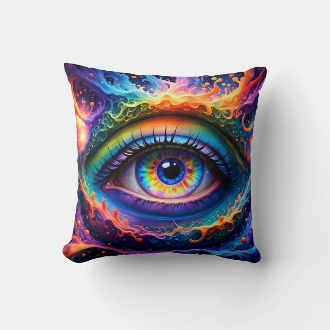 Dimensional Eye – A Burst of Colours and Surreal  Throw Pillow (Front)