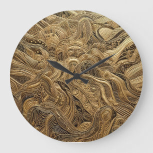Dimensional Gold Abstract Design Large Clock