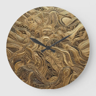 Dimensional Gold Abstract Design Large Clock