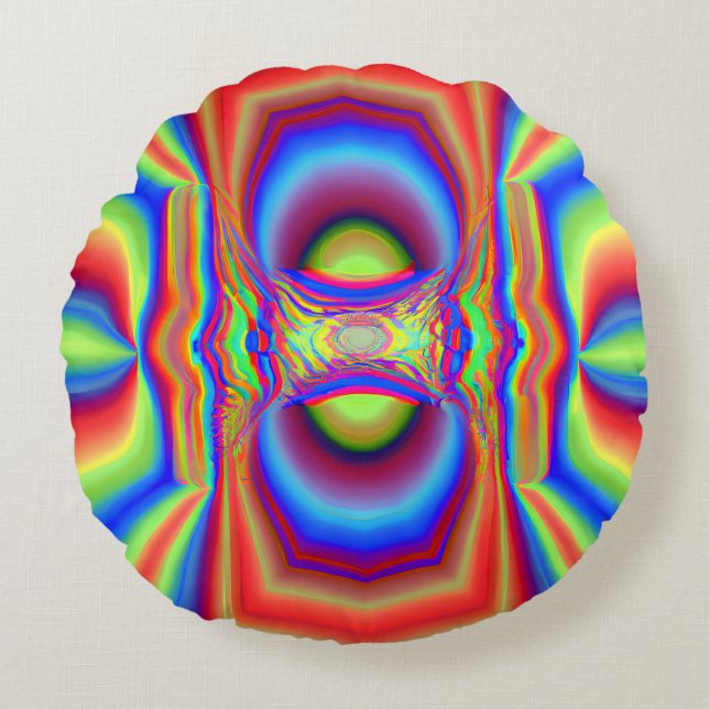 Dimensional Intersection Digital Art Round Pillow (Front)