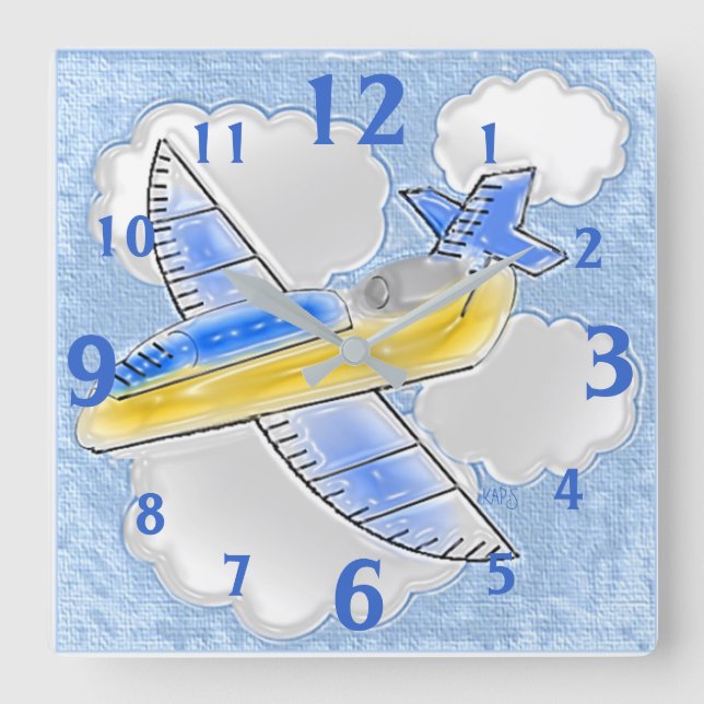 Dimensional Jetplane Square Wall Clock (Front)