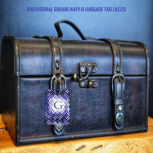 Dimensional Square-Navy-G Luggage Tag