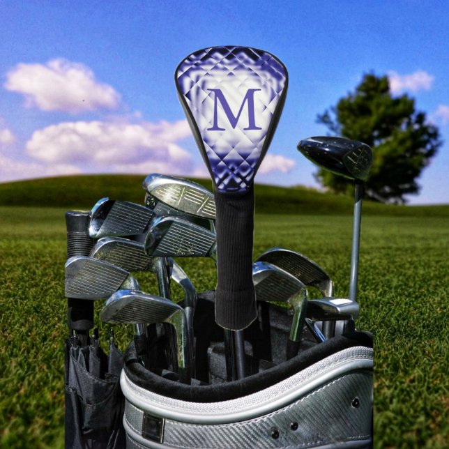 Dimensional Square-Navy-M  Golf Head Cover (You have your choice of Monogram, in this Dimensional Square-Navy-M Pickleball Paddle!)