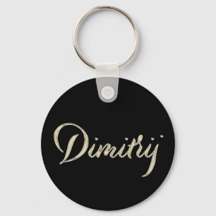 Dimitrij Name whitegold Button Schlüsselanhänger Keychain