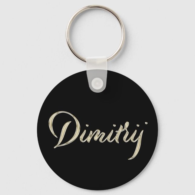Dimitrij Name whitegold Button Schlüsselanhänger Keychain (Front)