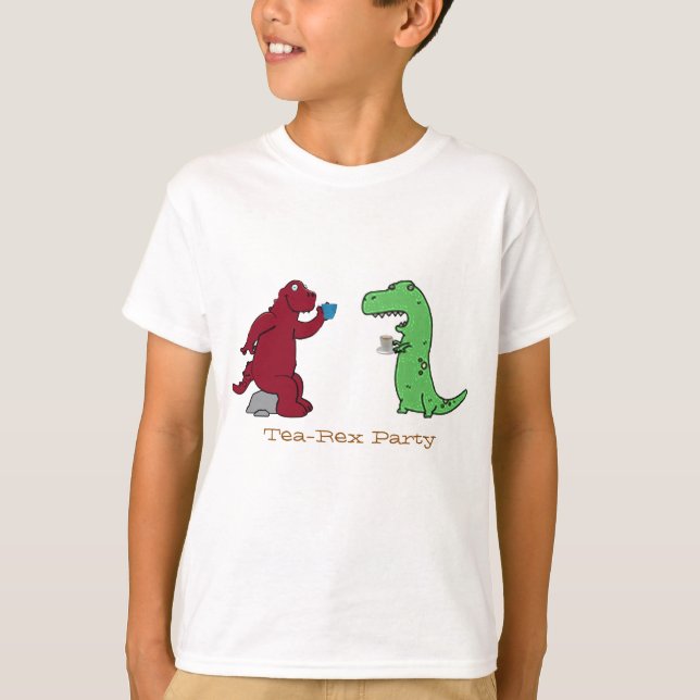 dinasaurs t-rex Tea Rex tea party funny t-shirt (Front)