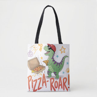 dinasour for pizza lover eat food tote bag