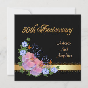 Dîner 50e anniversaire invitation orchidées