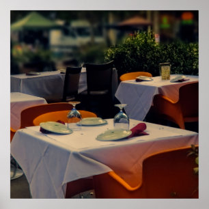 Dîner à l'extérieur, sur une affiche