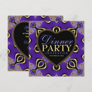 Dîner Anniversaire Soirée Purple Gold Invitations