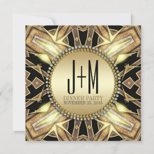 Dîner Art Déco Gold Glow Invitation