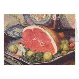 Dîner au jambon vintage avec haricots verts et pom