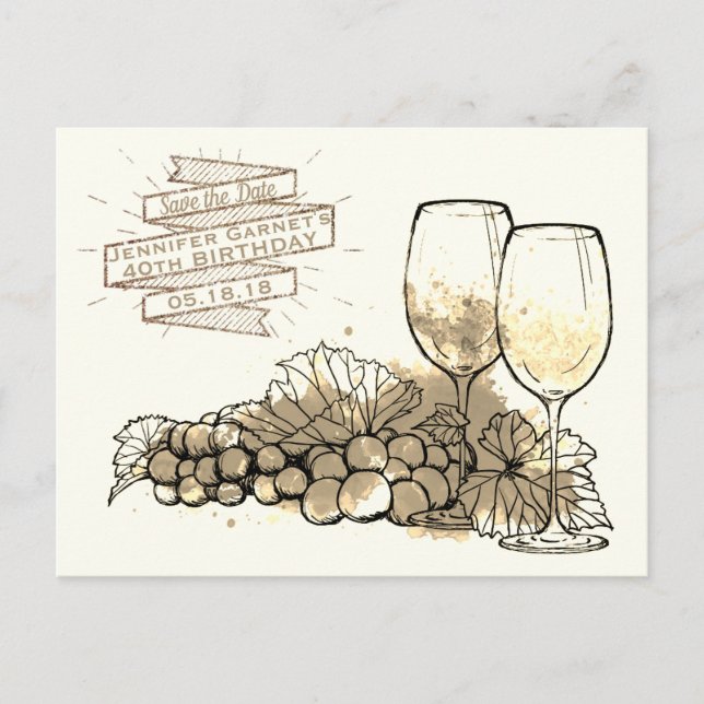 Dîner au vin, invitation à l'avance, fête d'annive (Devant)